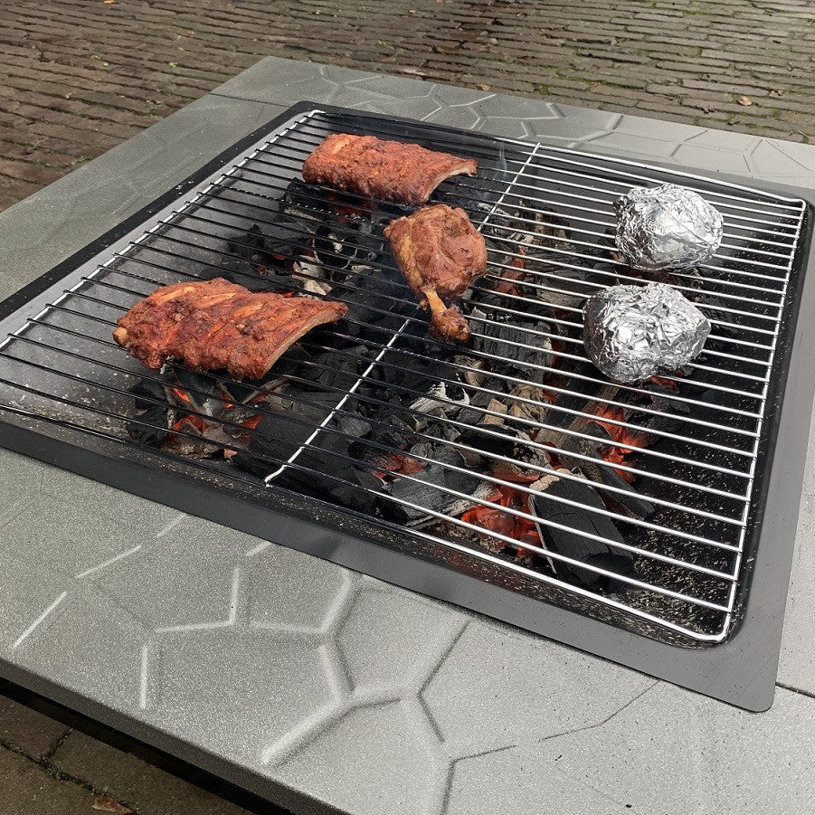 Chimenea Brasero y BBQ Patio 80cm XXL de Luxe - con tapa