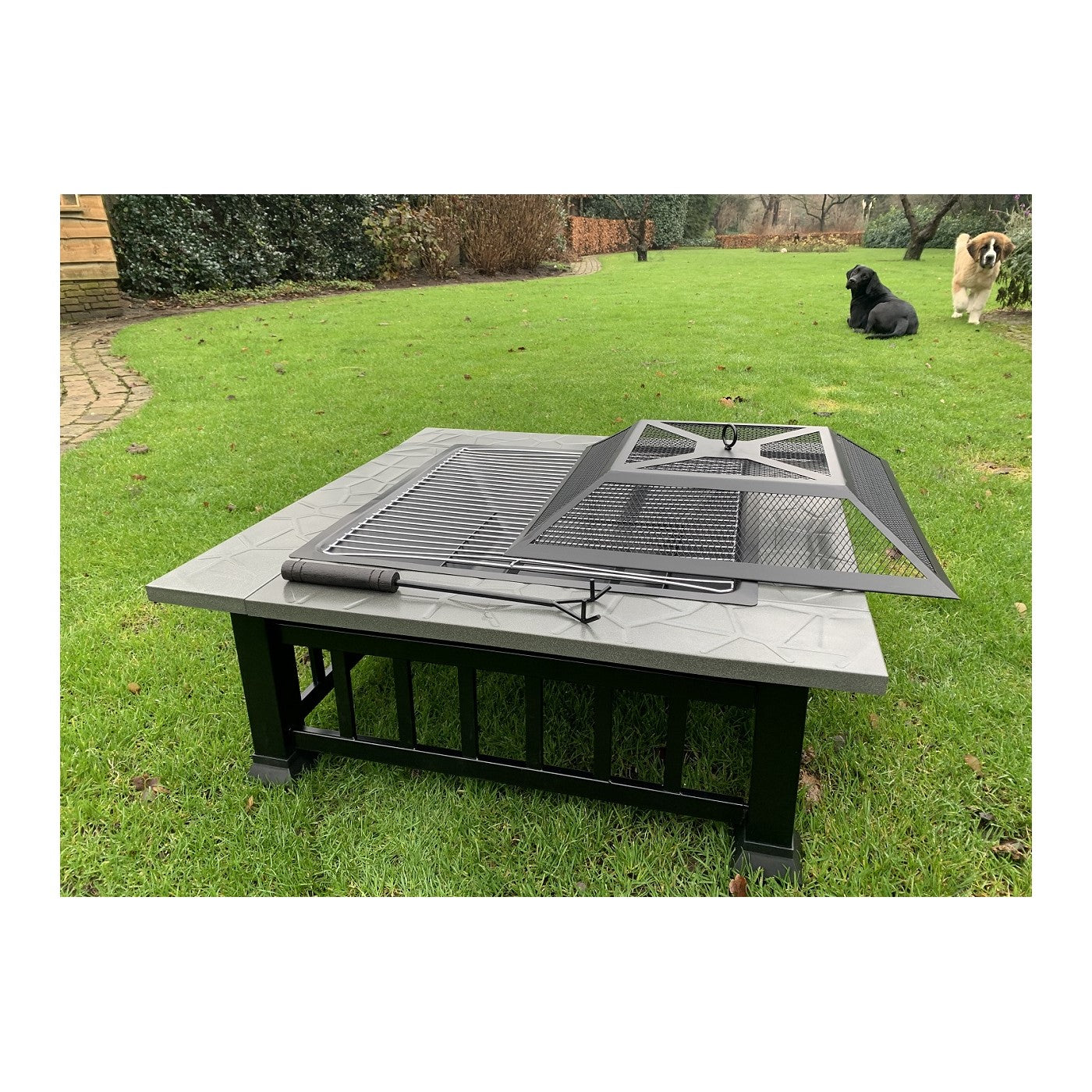 Chimenea Brasero y BBQ Patio 80cm XXL de Luxe - con tapa