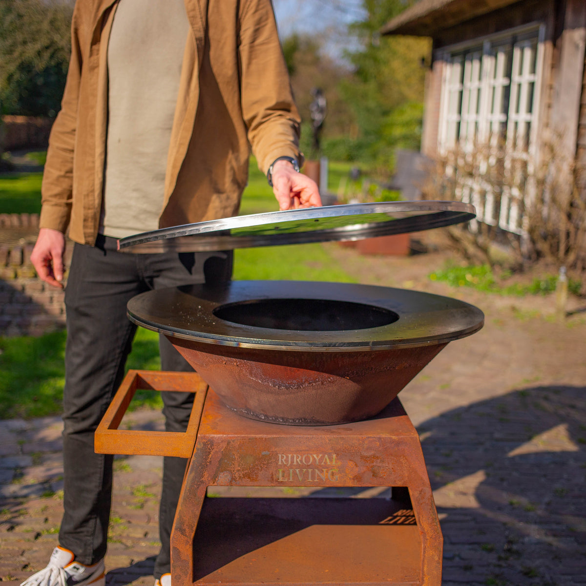Plancha de barbacoa de acero inoxidable 304 de 70 cm con tapa