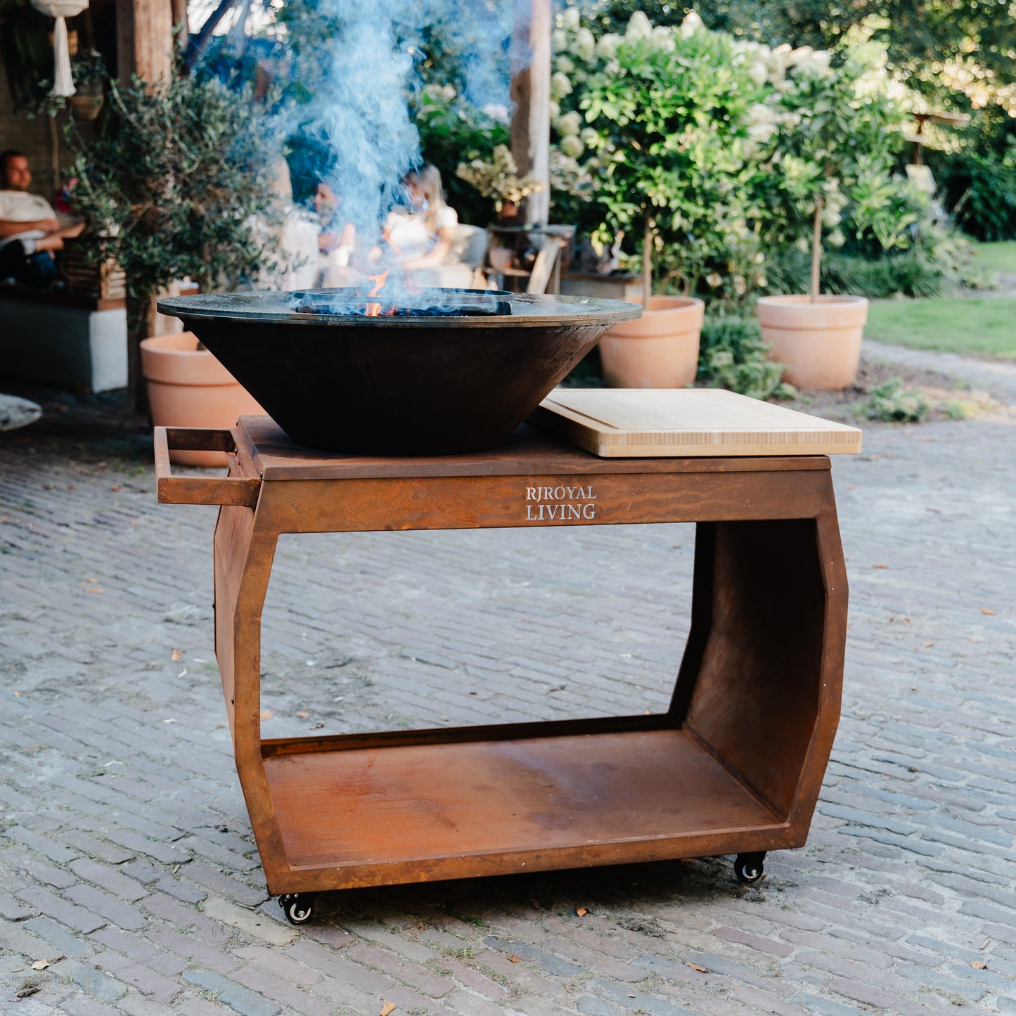 BBQ Plancha Grill Big Jack Acero corten 2.0 - Con tapa y leñero