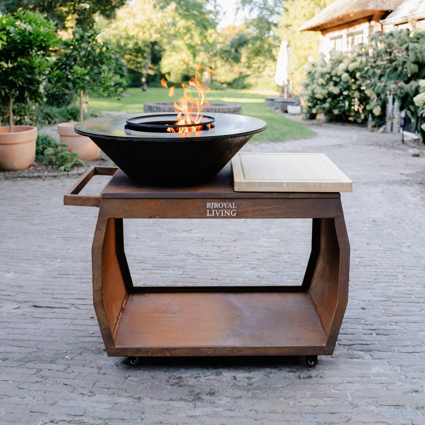 BBQ Plancha Grill Big Jack Acero corten 2.0 - Con tapa y leñero
