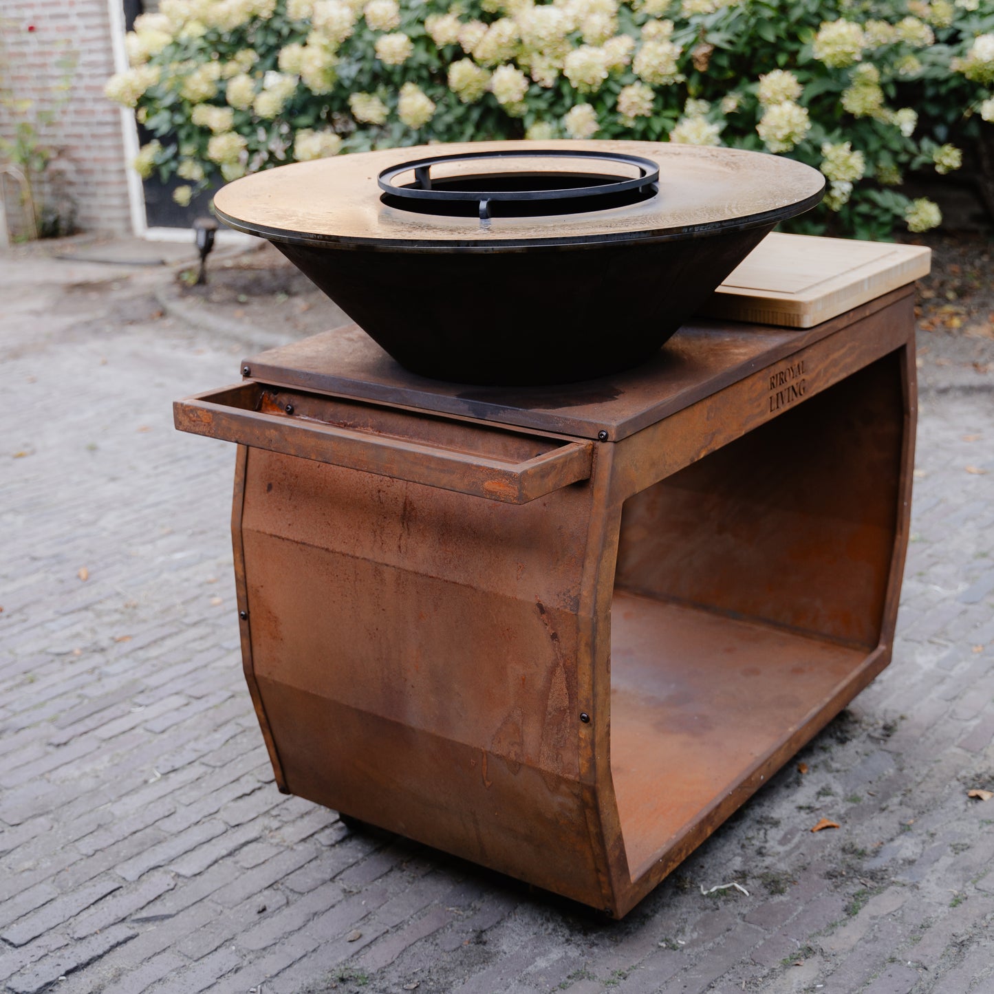 BBQ Plancha Grill Big Jack Acero corten 2.0 - Con tapa y leñero