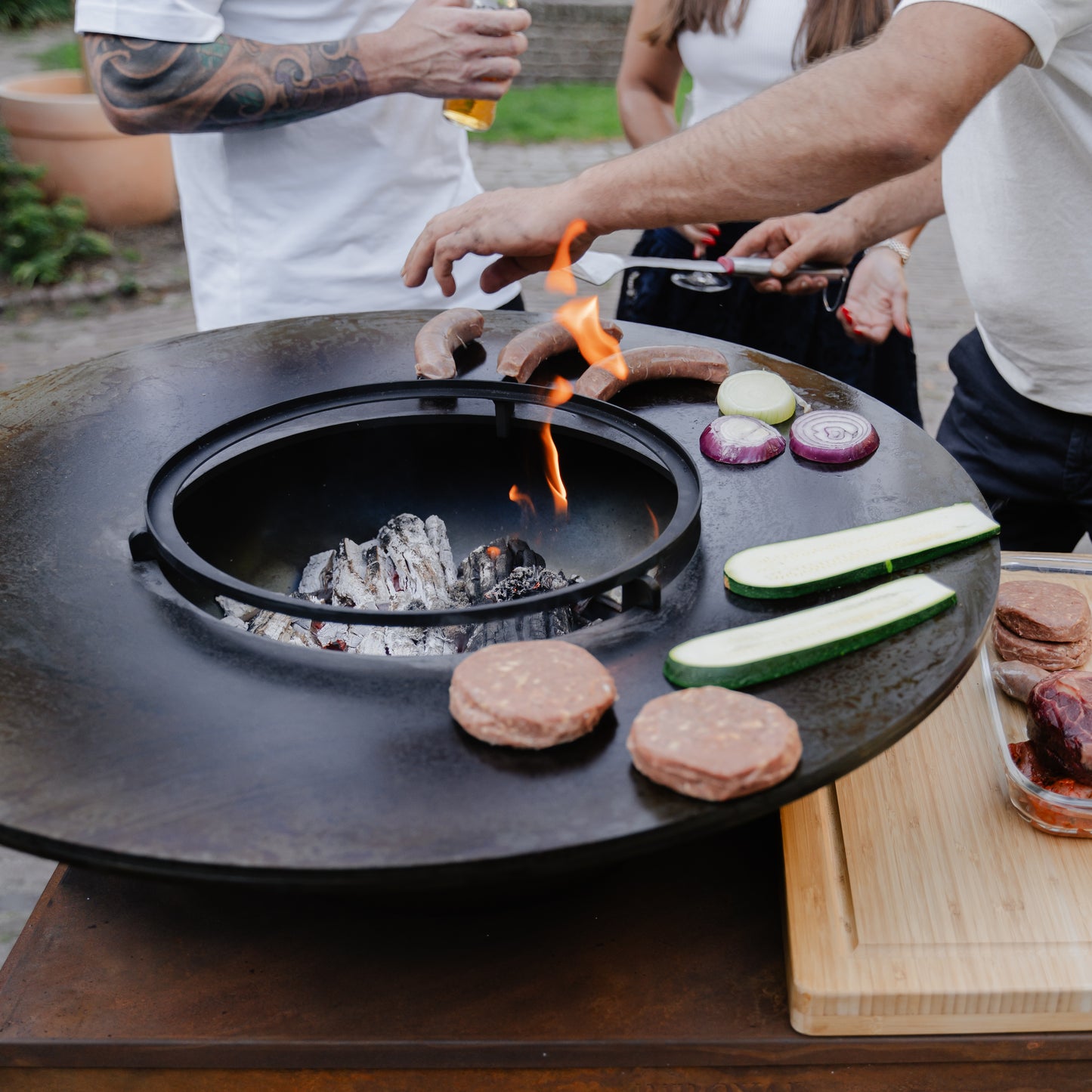 BBQ Plancha Grill Big Jack Acero corten 2.0 - Con tapa y leñero