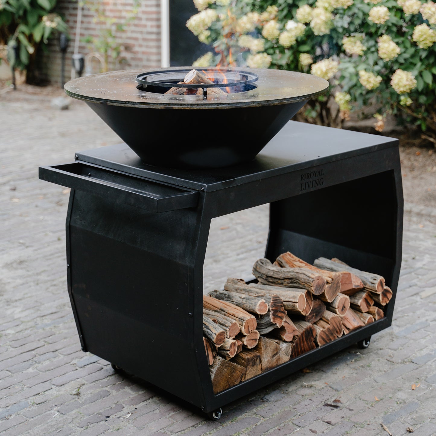 BBQ Plancha Grill Big Jack Black 2.0 - Con tapa y leñero