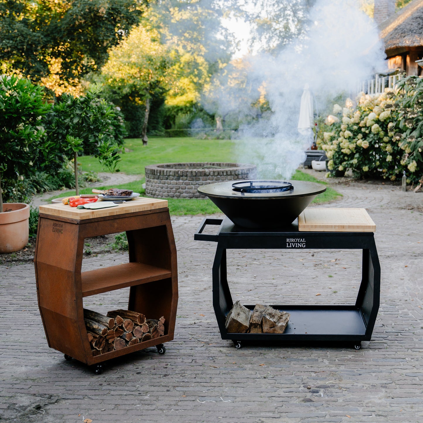 BBQ Plancha Grill Big Jack Black 2.0 - Con tapa y leñero