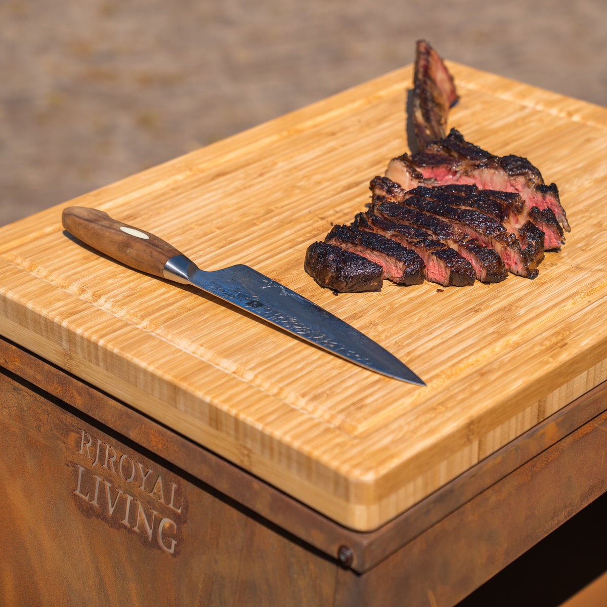 Barbacoa de Plancha - Tabla de Cortar de Acero Corten - Con Tabla de Cortar