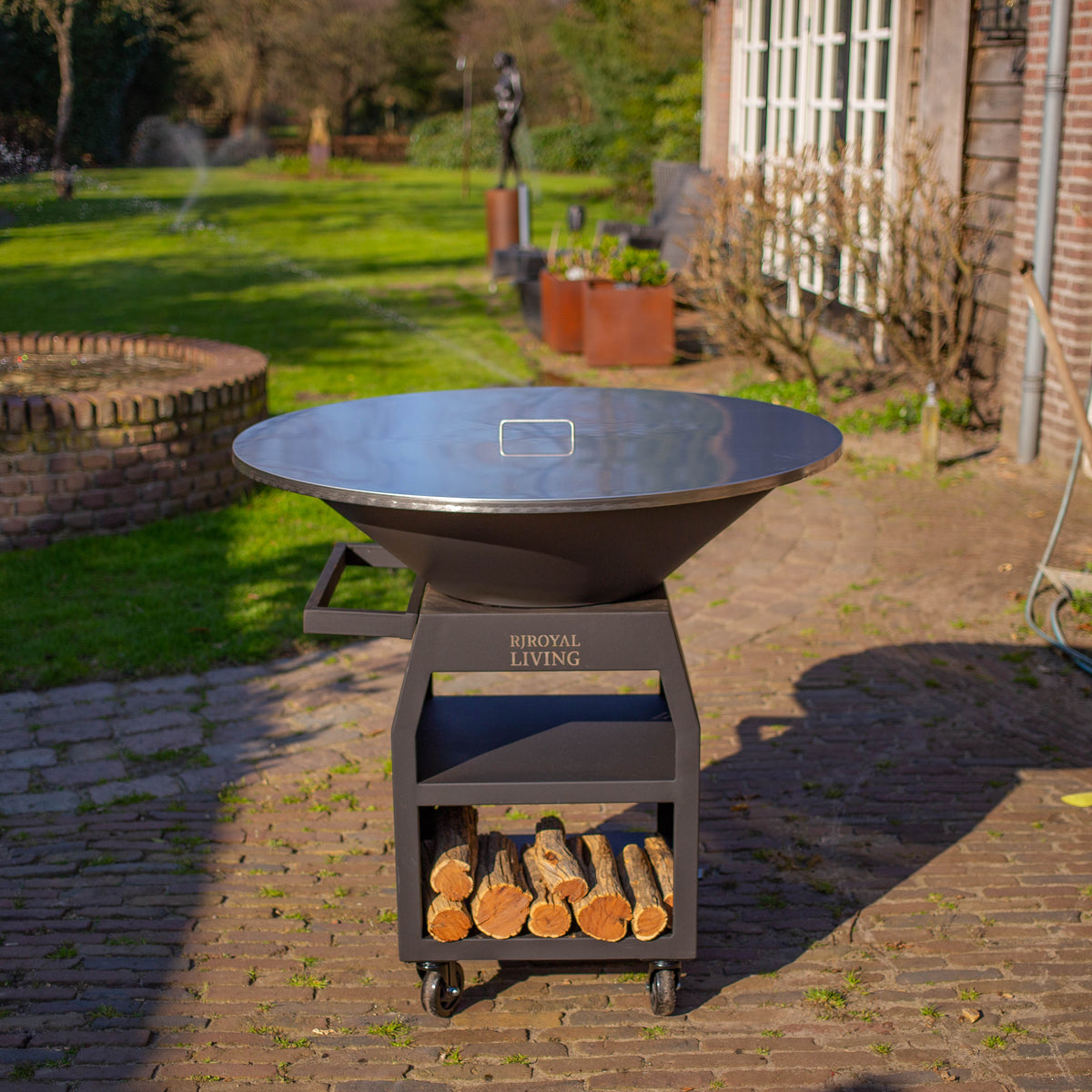 Plancha de acero inoxidable 304 para barbacoa de 100 cm con tapa