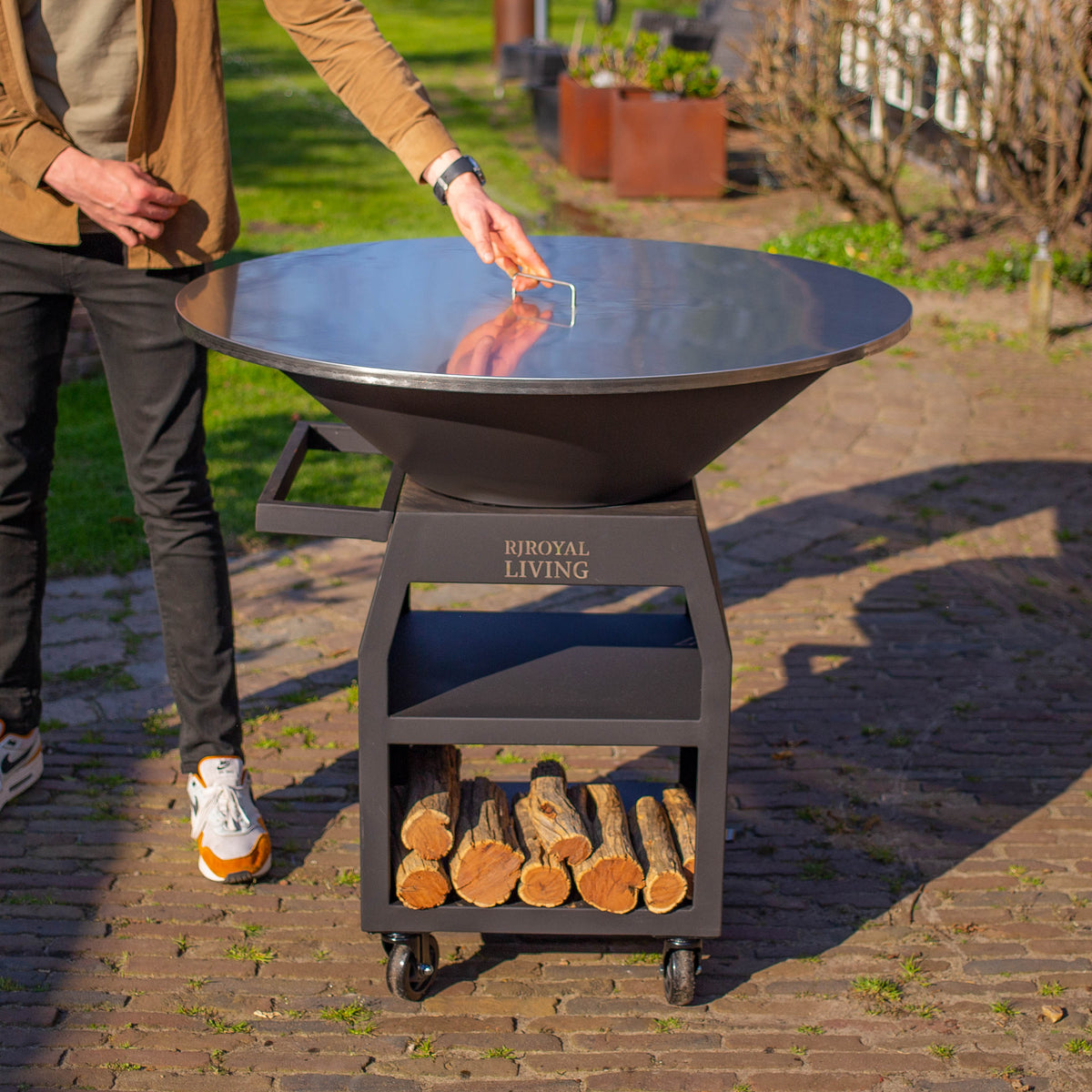 Plancha de acero inoxidable 304 para barbacoa de 100 cm con tapa