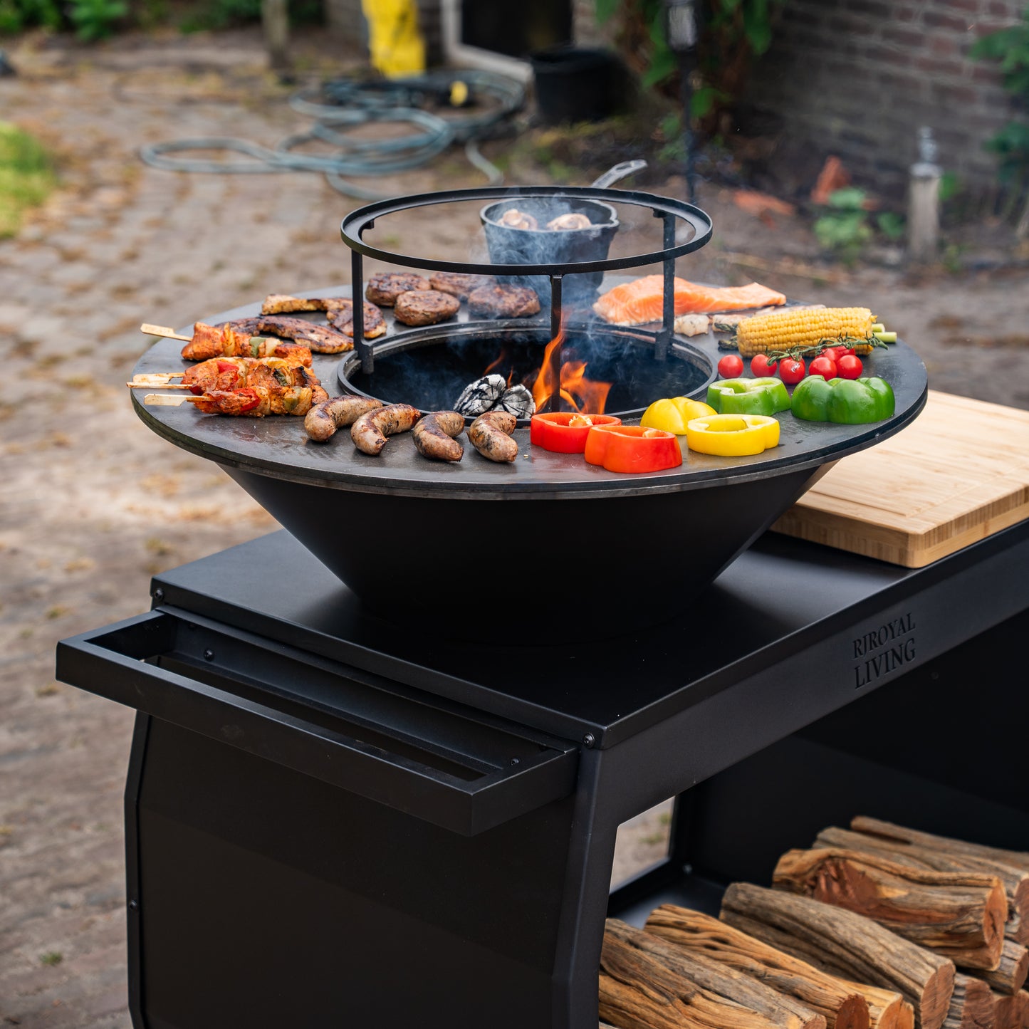 Barbacoa Plancha Grill Big Jack Black 3.0 - Con atizador y leñero