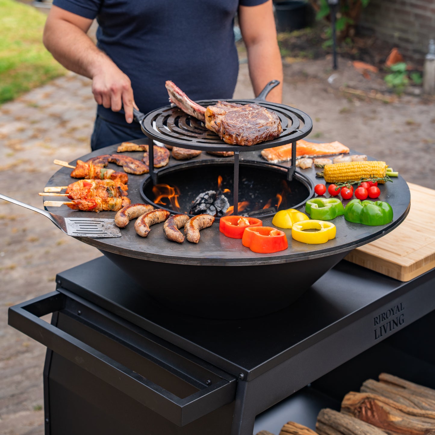 Barbacoa Plancha Grill Big Jack Black 3.0 - Con atizador y leñero