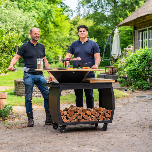 Plancha barbacoa Big Jack Black 3.0 - Con embellecedor de madera Mesa