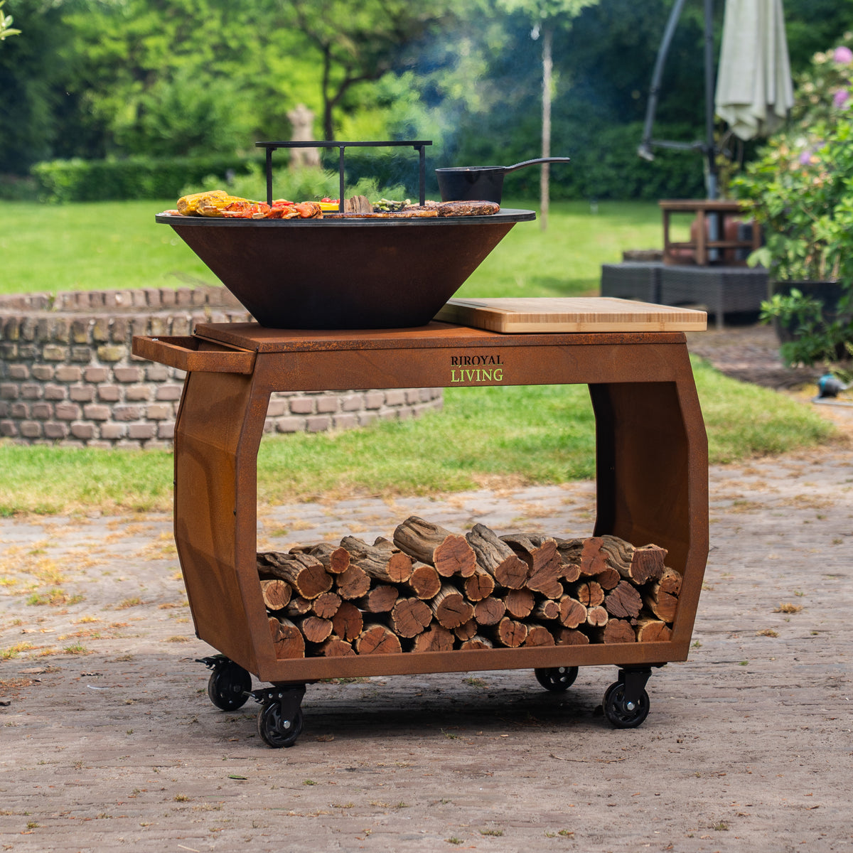 Barbacoa Plancha Grill Big Jack Acero Corten 3.0 - Con atizador y leñero