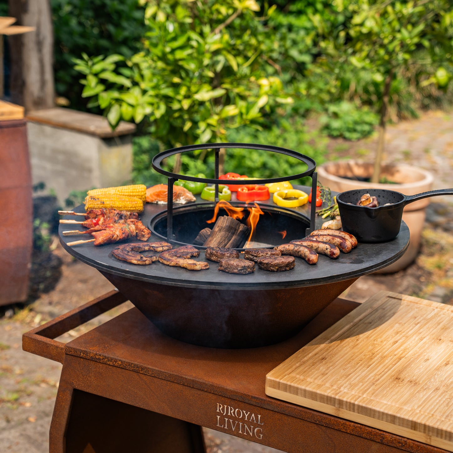 Barbacoa Plancha Grill Big Jack Acero Corten 3.0 - Con atizador y leñero