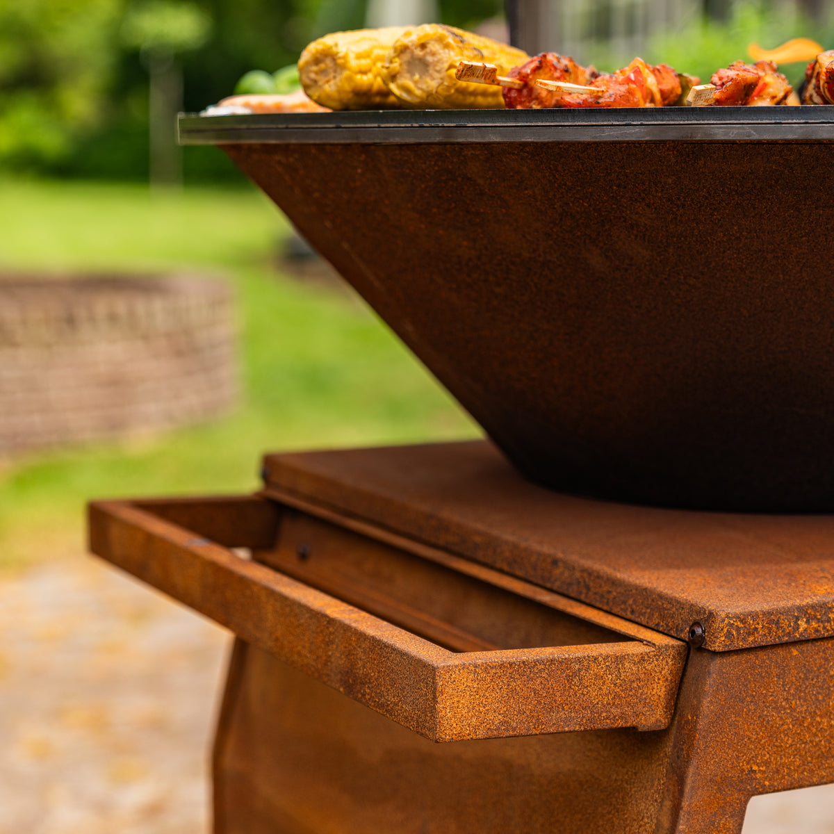 Barbacoa Plancha Grill Big Jack Acero Corten 3.0 - Con atizador y leñero