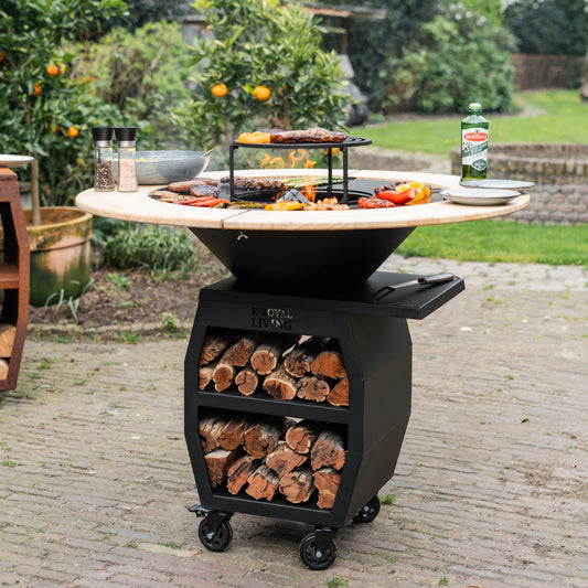 BBQ Plancha Grill Compañero XXL Blackline 2.0 - Con Borde de Madera Plancha Mesa