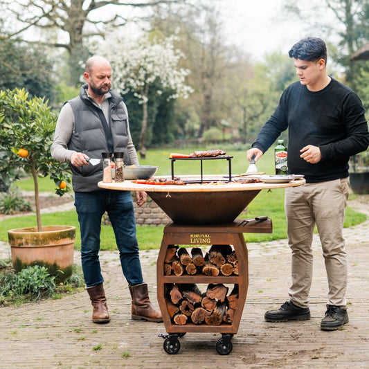 BBQ Plancha Grill Compañero XXL Acero Corten 2.0 - Con Borde de Madera Plancha Mesa