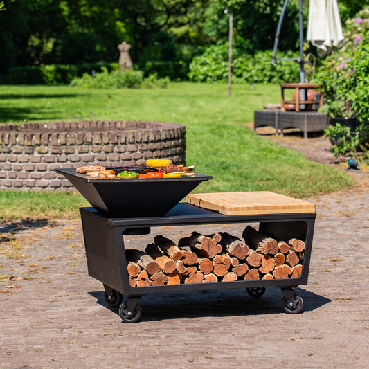 BBQ Plancha Grill Compañía - con funda y leñero 60Ø - Con Tabla de Cortar