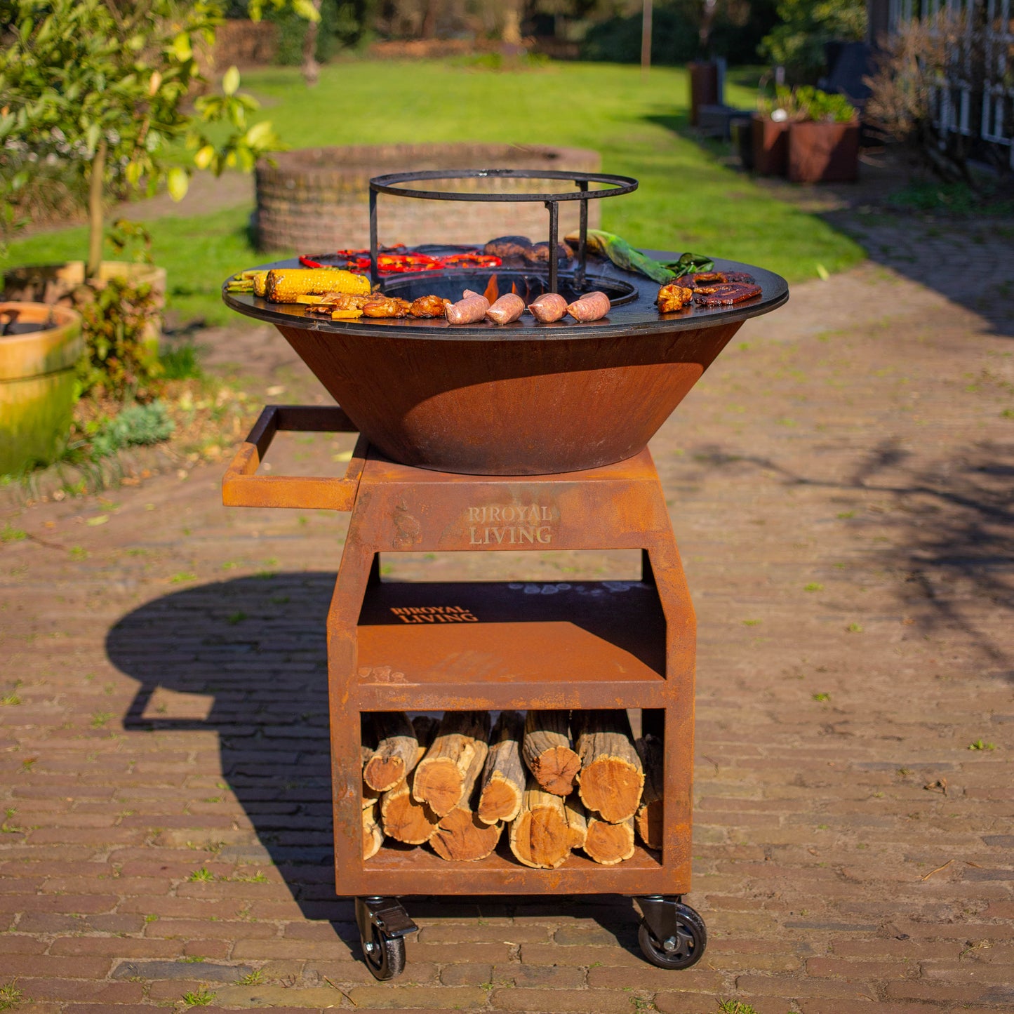 Barbacoa Plancha Grill Maestro XXL Ø80cm Acero Corten - Con atizador y leñero