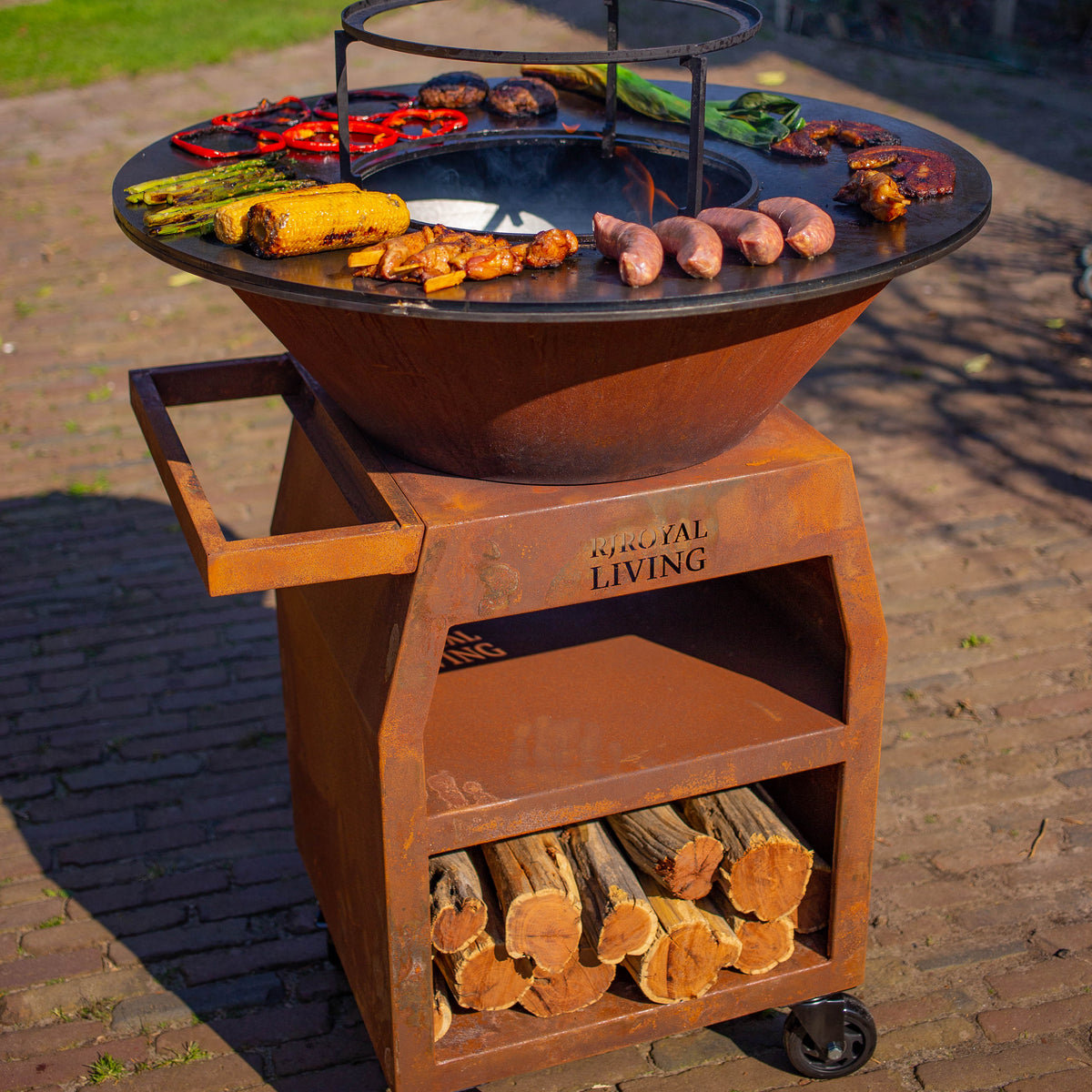 Barbacoa Plancha Grill Maestro XXL Ø80cm Acero Corten - Con atizador y leñero