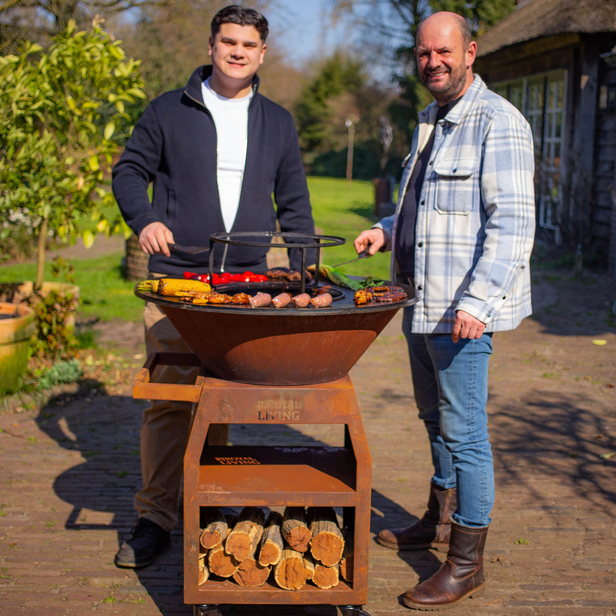 Barbacoa Plancha Grill Maestro XXL Ø80cm Acero Corten - Con atizador y leñero