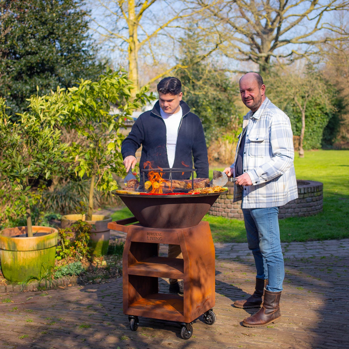 BBQ Plancha Grill Maestro sin Humo XXL Ø80cm Acero Corten - Plancha sin Humo