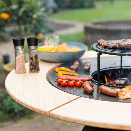 Barbacoa Plancha Mesa Con Borde De Madera 80cm