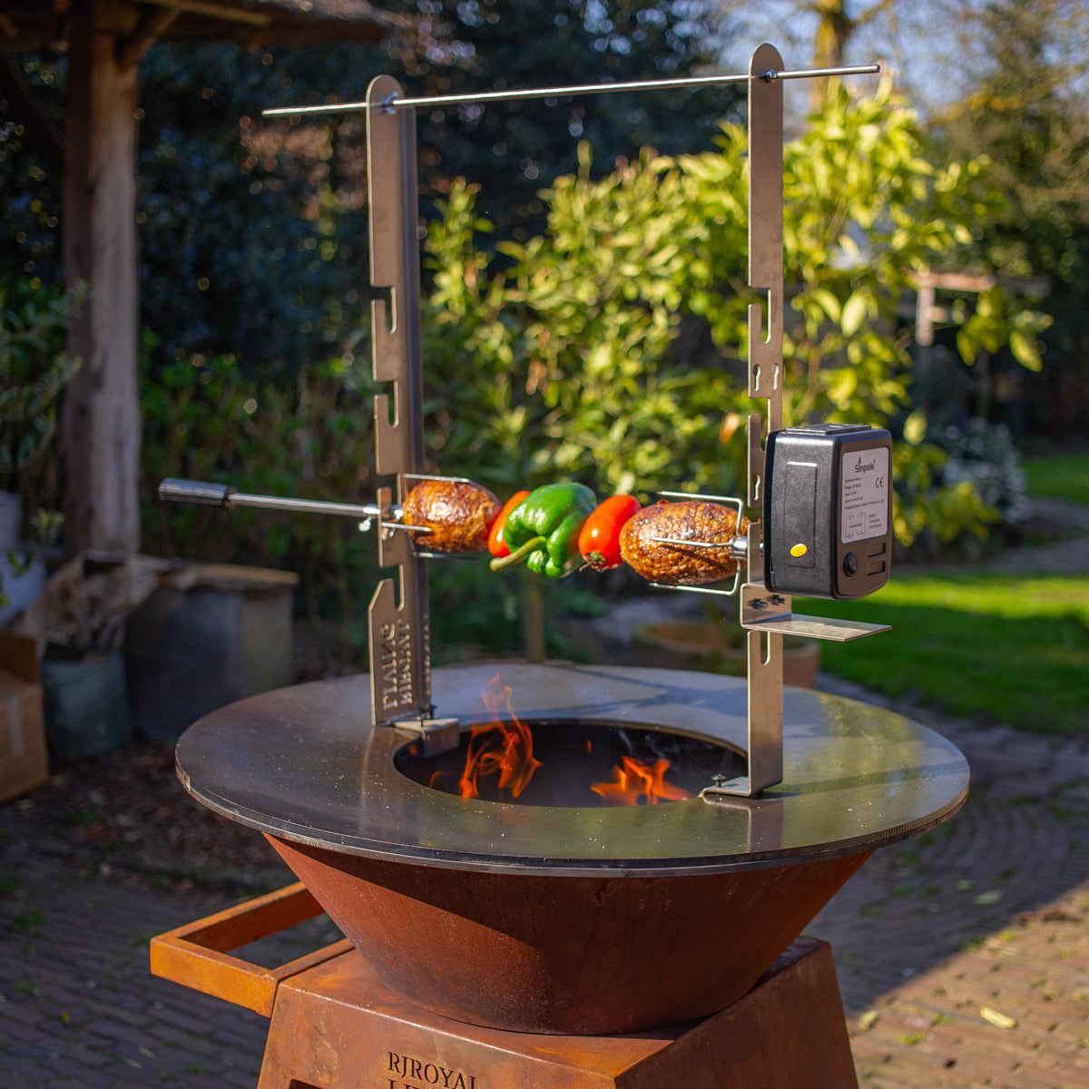 Juego de asador y plancha para barbacoa con motor (acero inoxidable 304)