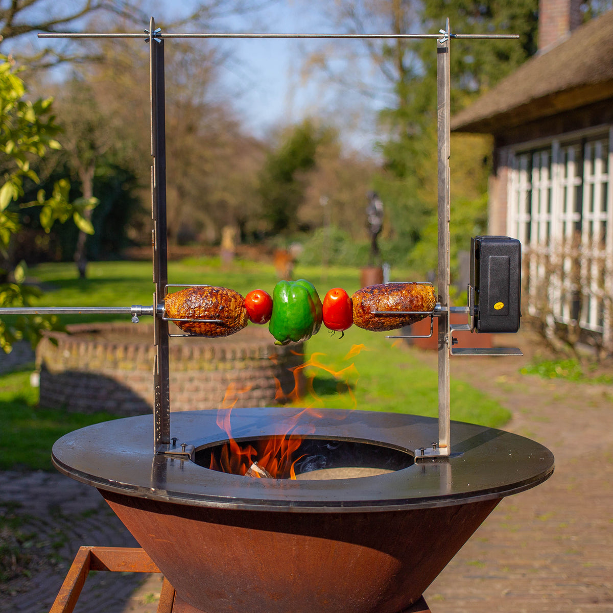 Juego de asador y plancha para barbacoa con motor (acero inoxidable 304)