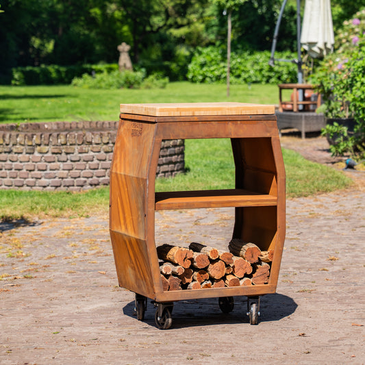 Barbacoa de Plancha - Tabla de Cortar de Acero Corten - Con Tabla de Cortar