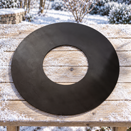 RJRoyal Living losse stalen plancha bakplaat 80 cm in winterse tuin