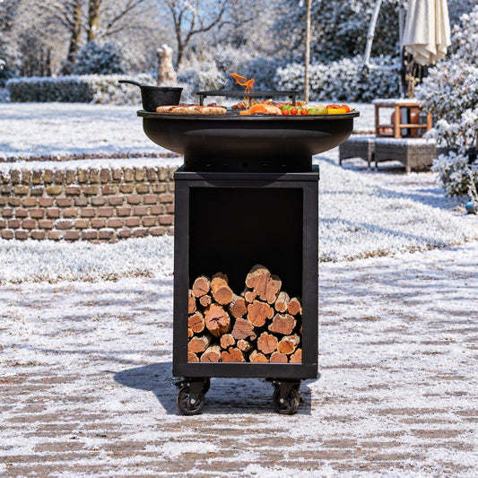 BBQ Plancha Grill Hermano XXL Blackline - Con atizador y leñero Ø80cm 8mm