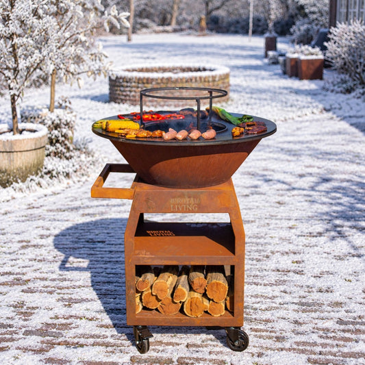 Barbacoa Plancha Grill Maestro XXL Ø80cm Acero Corten - Con atizador y leñero