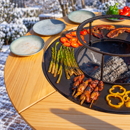 RJRoyal Living Mesa houten omranding 70 cm in winterse tuin